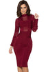 Elegant Mock Neck Long Sleeve Bandage Dress